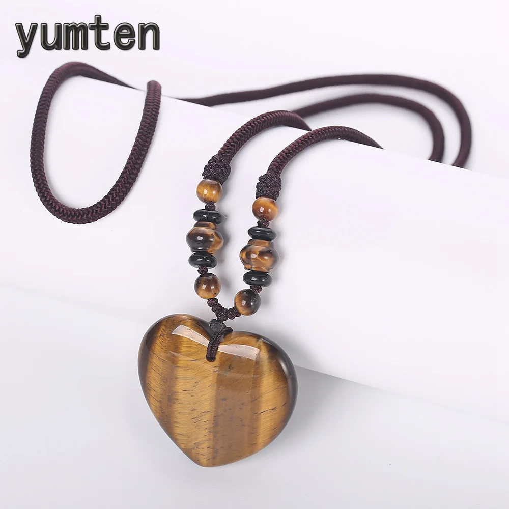 Yumten Vintage Women Pendant Necklace Tiger Eye Stone Chain Heart Natural Stone Ornaments Femme Anniversary Jewellery Original
Yumten Vintage Women Pendant Necklace Tiger Eye Stone Chain Heart Natural Stone Ornaments Femme Anniversary Jewellery Original