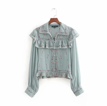 2019 casual lady floral embroidery ruffles chiffon blouse fashion women long sleeve shirt loose tops chemise blusas
2019 casual lady floral embroidery ruffles chiffon blouse fashion women long sleeve shirt loose tops chemise blusas