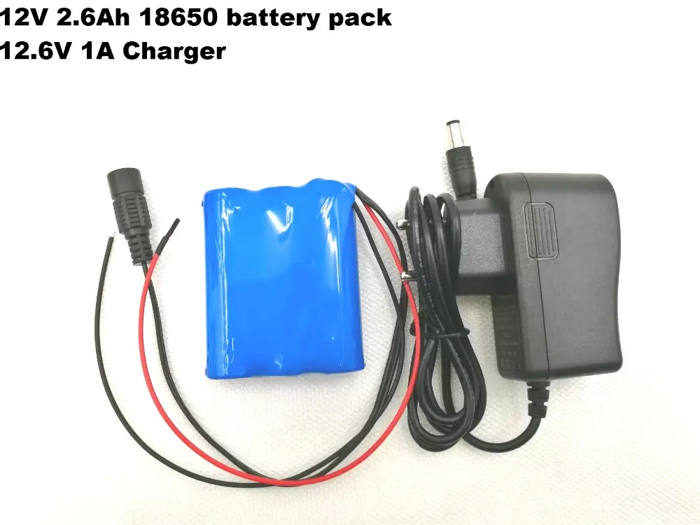 

VariCore 12 V 2600 mAh lithium-ion Battery 12.6 V to 11.1 V CCTV Camera Rechargeable battery pack + 12.6v 1A Charger