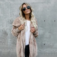 Faux long fur coat women fashion warm open stitch basic jacket women new vintage cotton autumn female jackets outwear NLD1166 image