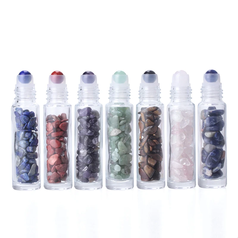 5pcs Natural Gemstone Roller Ball Bottle 10ml Essential Oil Roll On Thick Glass Bottles With Crystal Chips Perfume Bottle
5pcs Natural Gemstone Roller Ball Bottle 10ml Essential Oil Roll On Thick Glass Bottles With Crystal Chips Perfume Bottle