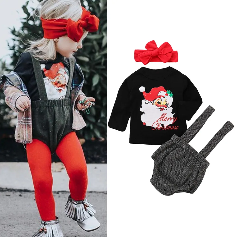 Baby Kids Toddler Christmas Outfits Set Santa Claus Long Sleeve Shirt Suspender Pants Bowknot Headband 3pcs/set Winter Outfits 
Baby Kids Toddler Christmas Outfits Set Santa Claus Long Sleeve Shirt Suspender Pants Bowknot Headband 3pcs/set Winter Outfits