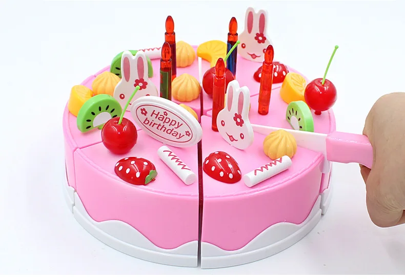 Safe ABS 38 pcs/Set Plastic Kitchen Food Fruit birthday cake Cutting Kids Pretend Play Educational girl DIY De Juguete boy gift 9