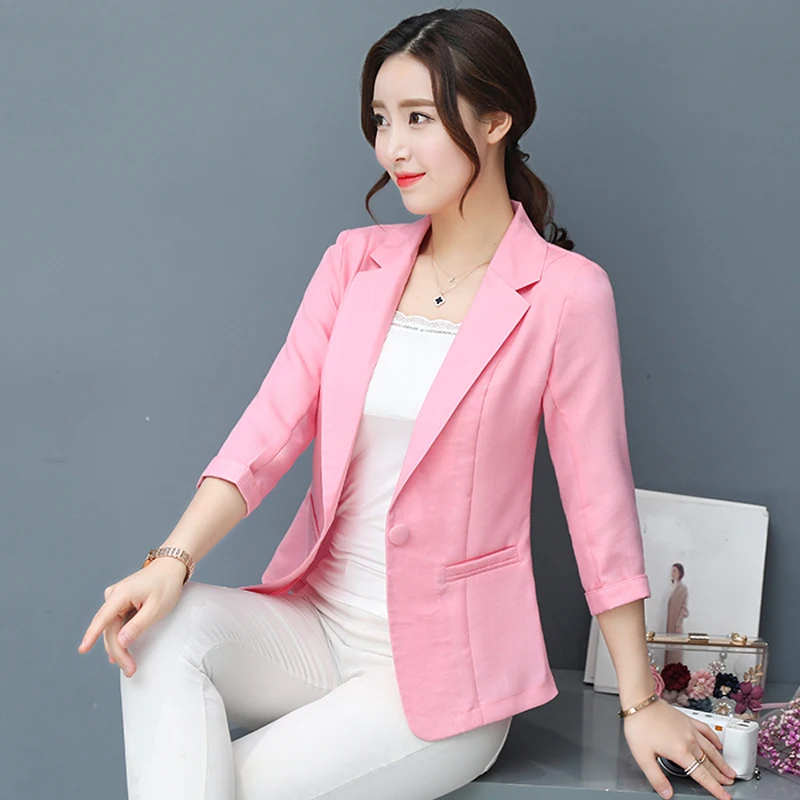 Korean female summer thin slim large size suit linen jacket blazer women Suit
Korean female summer thin slim large size suit linen jacket blazer women Suit