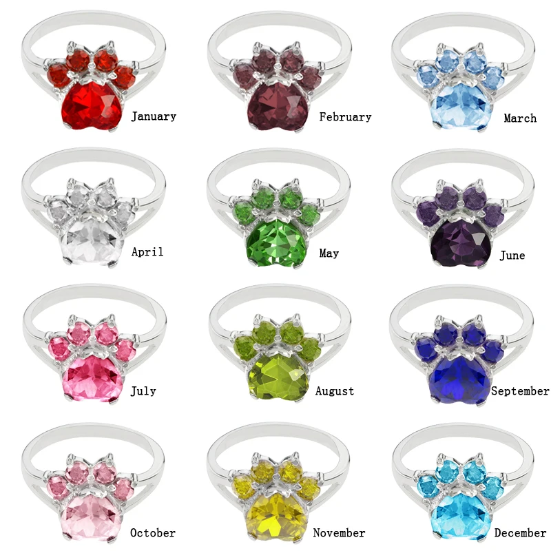 Bear Paw Birthstone Rings Silver Alloy Rhinestone Animal Ring Romantic Wedding Bands Women Party Present Charm Jewelry 2018 New
Bear Paw Birthstone Rings Silver Alloy Rhinestone Animal Ring Romantic Wedding Bands Women Party Present Charm Jewelry 2018 New