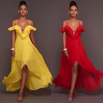 New Fashion Women Long Dress Solid Summer Sexy Ladies V-Neck Backless Dress Chiffon Ruffles Dresses Clothing
New Fashion Women Long Dress Solid Summer Sexy Ladies V-Neck Backless Dress Chiffon Ruffles Dresses Clothing