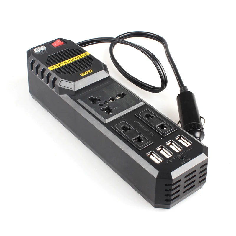 

Car Inverter 200W Southeast Asia 12V to 220V-240V 4 USB 3AC Output Conversion Inverter Charger