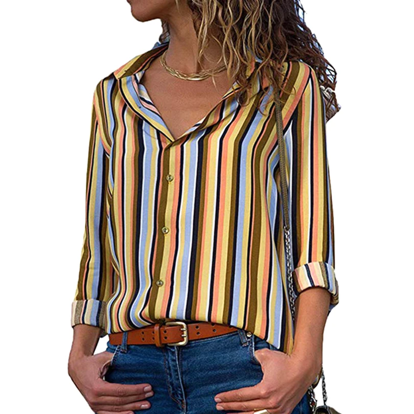Sexy Striped Print Women Blouse Long Sleeve Turn Down Collar Office Chiffon Female Shirt Fashion Casual Tops Blusas Mujer Camisa 
Sexy Striped Print Women Blouse Long Sleeve Turn Down Collar Office Chiffon Female Shirt Fashion Casual Tops Blusas Mujer Camisa