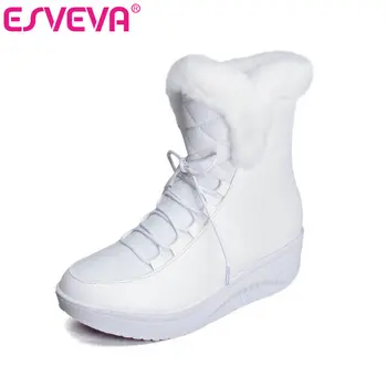 ESVEVA 2020 Wedge Med Heel Women Shoes Winter Down+PU Ankle Boots Motorcycle Lace Up Pointed Toe Punk Snow Boots Size 35-43
ESVEVA 2020 Wedge Med Heel Women Shoes Winter Down+PU Ankle Boots Motorcycle Lace Up Pointed Toe Punk Snow Boots Size 35-43