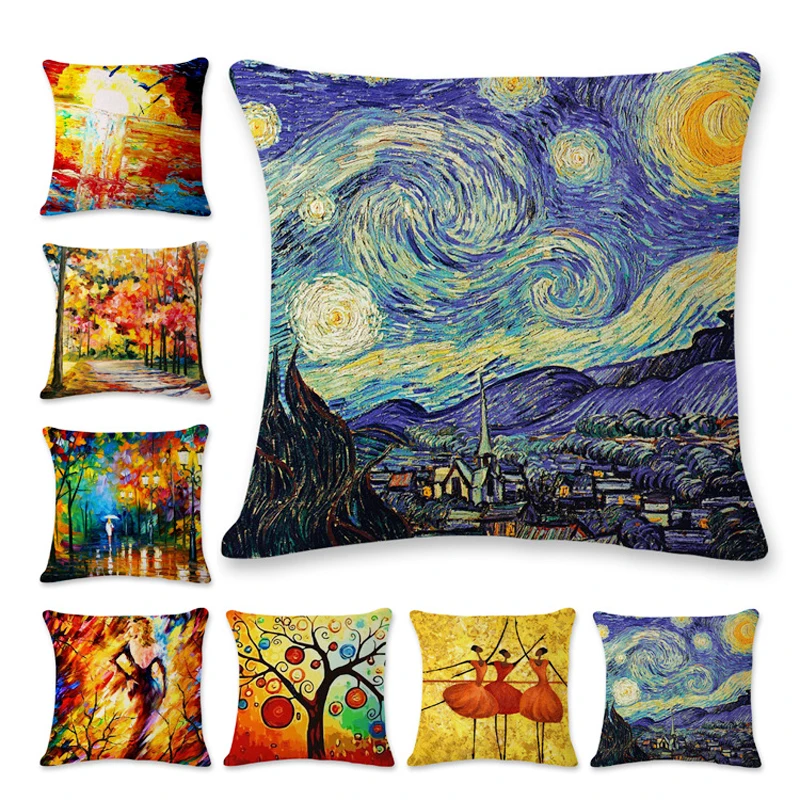 New famous Van Gogh oil painting world famous linen pillowcase sofa cushion cover
New famous Van Gogh oil painting world famous linen pillowcase sofa cushion cover
