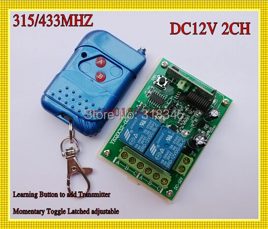 12V 2CH wireless remote control switch receiver board & transmitter remote controller 10A output state is adjustable 315/433MHZ
12V 2CH wireless remote control switch receiver board & transmitter remote controller 10A output state is adjustable 315/433MHZ
