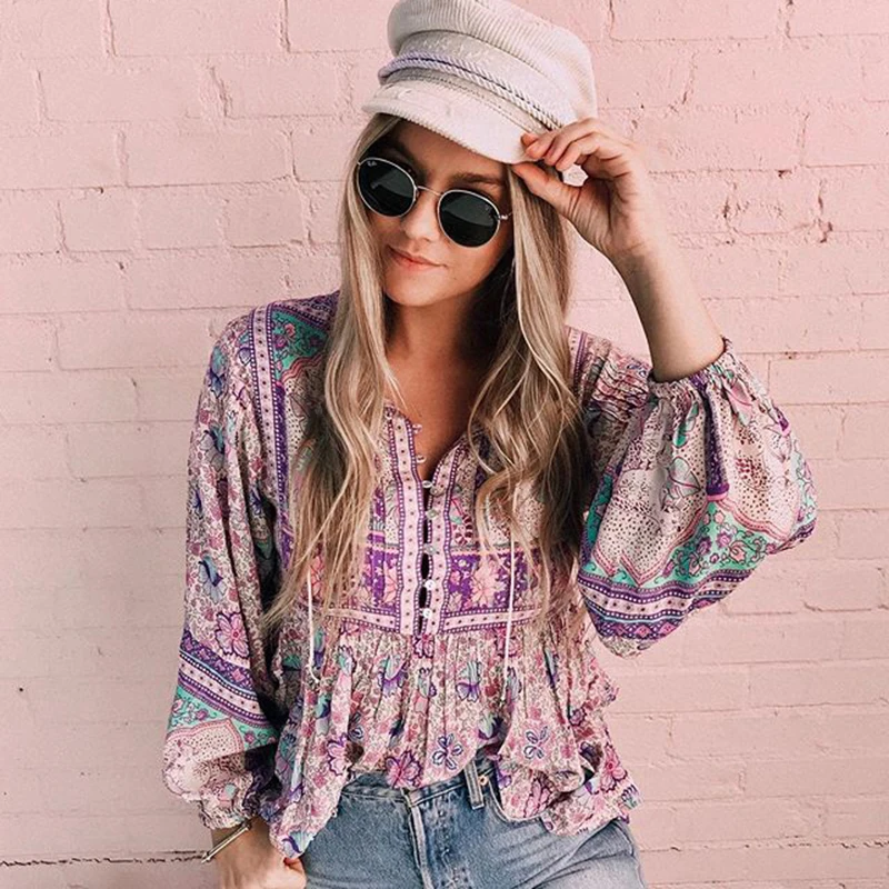 KHALEE YOSE 2019 Floral Boho Blouse Button Front Long Sleeve Women Shirt Top Hippie Chic Casual Beach Shirts Blouses Summer Tops
KHALEE YOSE 2019 Floral Boho Blouse Button Front Long Sleeve Women Shirt Top Hippie Chic Casual Beach Shirts Blouses Summer Tops