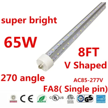 40pcs v shaped led tube t8 8ft 2.4m 2400mm 65w 7000LM single pin fa8 led tube light AC85-277v led fluorescent tube lamp
40pcs v shaped led tube t8 8ft 2.4m 2400mm 65w 7000LM single pin fa8 led tube light AC85-277v led fluorescent tube lamp