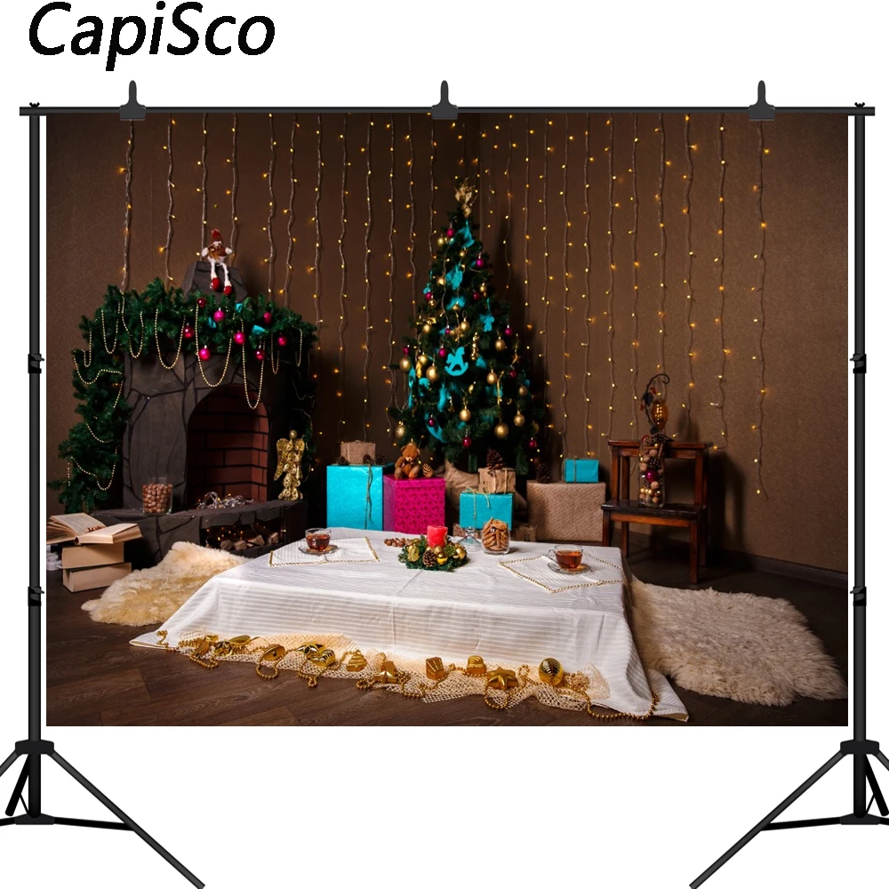 Capisco Christmas Tree Gifts Light Shadow Chic Wall Baby Photography Backdrops Vinyl Custom Photo Backgrounds For Studio | Электроника