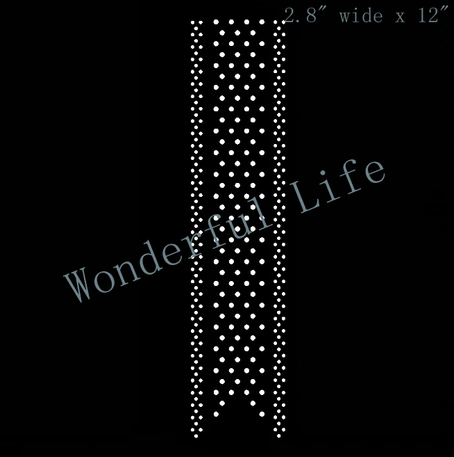 

Free Shipping staggered outline to random dots cheer bow strip 2.8" x 12" rhinestone Iron On bling transfer Trim applique