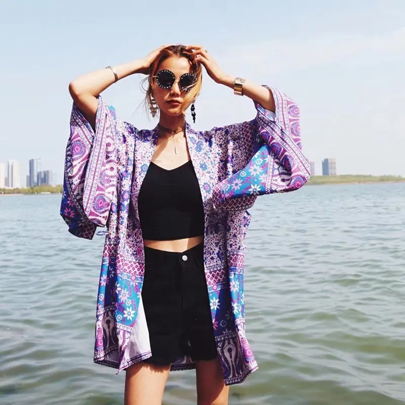 2018 Women's Clothing Fashion Bohemian Blouses Floral Printing Kimono Blouses Cotton Boho Long Shirts Beach Outerwear Retro Tops
2018 Women's Clothing Fashion Bohemian Blouses Floral Printing Kimono Blouses Cotton Boho Long Shirts Beach Outerwear Retro Tops