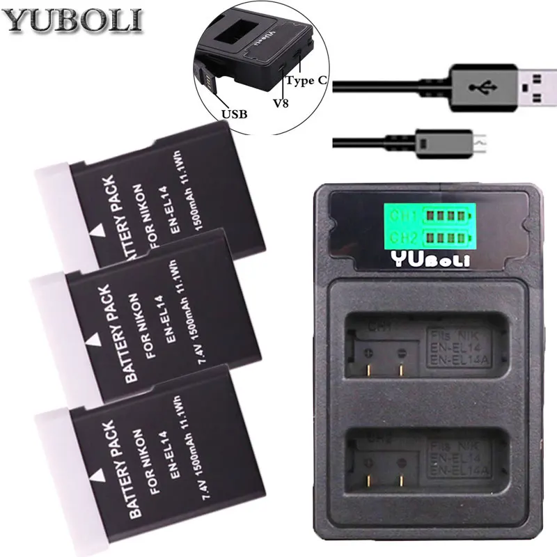 1500mAh EN-EL14 batteries ENEL14 EN EL14 EL14A EN-EL14A Camera Battery pack For Nikon D5200 D3100 D3200 D5100 P7000 P7100 MH-24
1500mAh EN-EL14 batteries ENEL14 EN EL14 EL14A EN-EL14A Camera Battery pack For Nikon D5200 D3100 D3200 D5100 P7000 P7100 MH-24