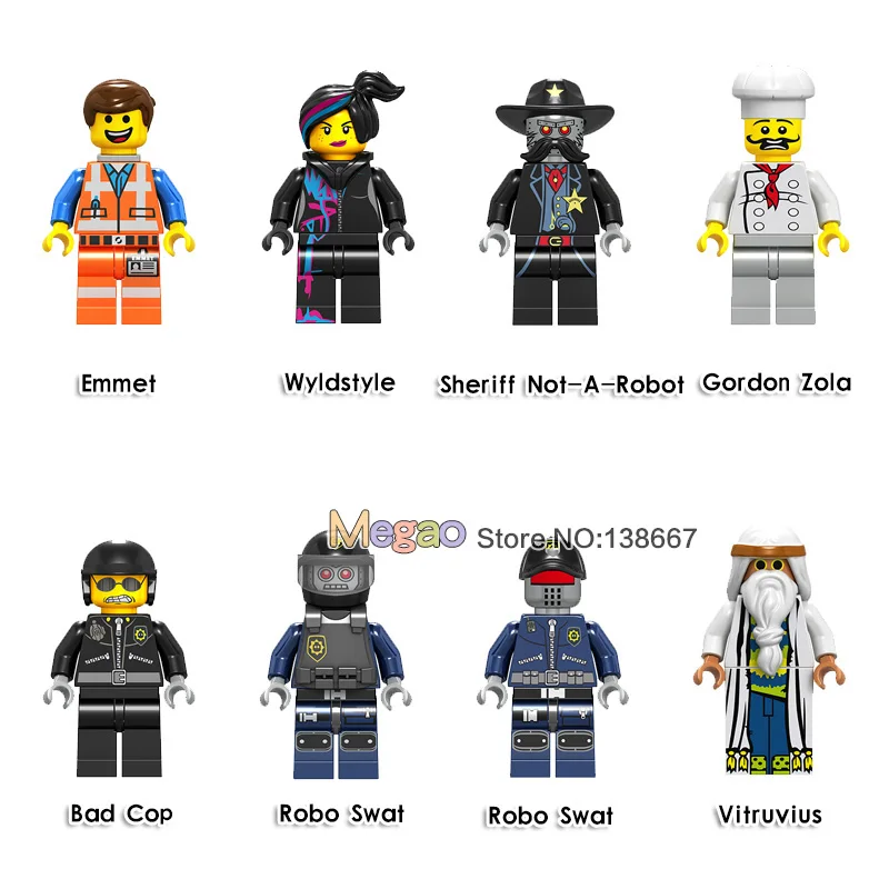 Single Sale Building Blocks Moive Emmet Wyldstyle Sheriff Not-a-robot Robo Swat Vitruvius Gordon Zola Action Children Gift Toys
Single Sale Building Blocks Moive Emmet Wyldstyle Sheriff Not-a-robot Robo Swat Vitruvius Gordon Zola Action Children Gift Toys
