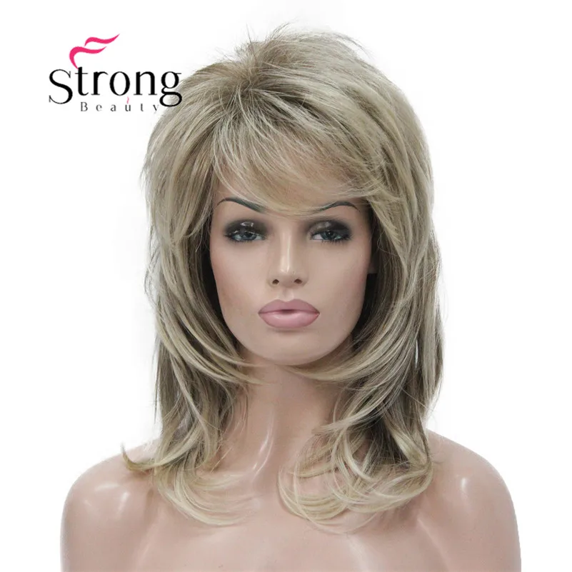 

StrongBeauty Long Shaggy Layered Ombre Blonde Classic Cap Full Synthetic Wig Women's Wigs COLOUR CHOICES