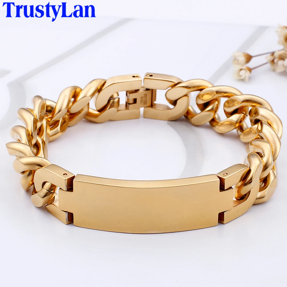 15MM Wide Hand Chain ID Bracelet Man Best Friends Mens Bracelets For Men Trendy Gold Color Stainless Steel Jewelry Gifts For Him
15MM Wide Hand Chain ID Bracelet Man Best Friends Mens Bracelets For Men Trendy Gold Color Stainless Steel Jewelry Gifts For Him