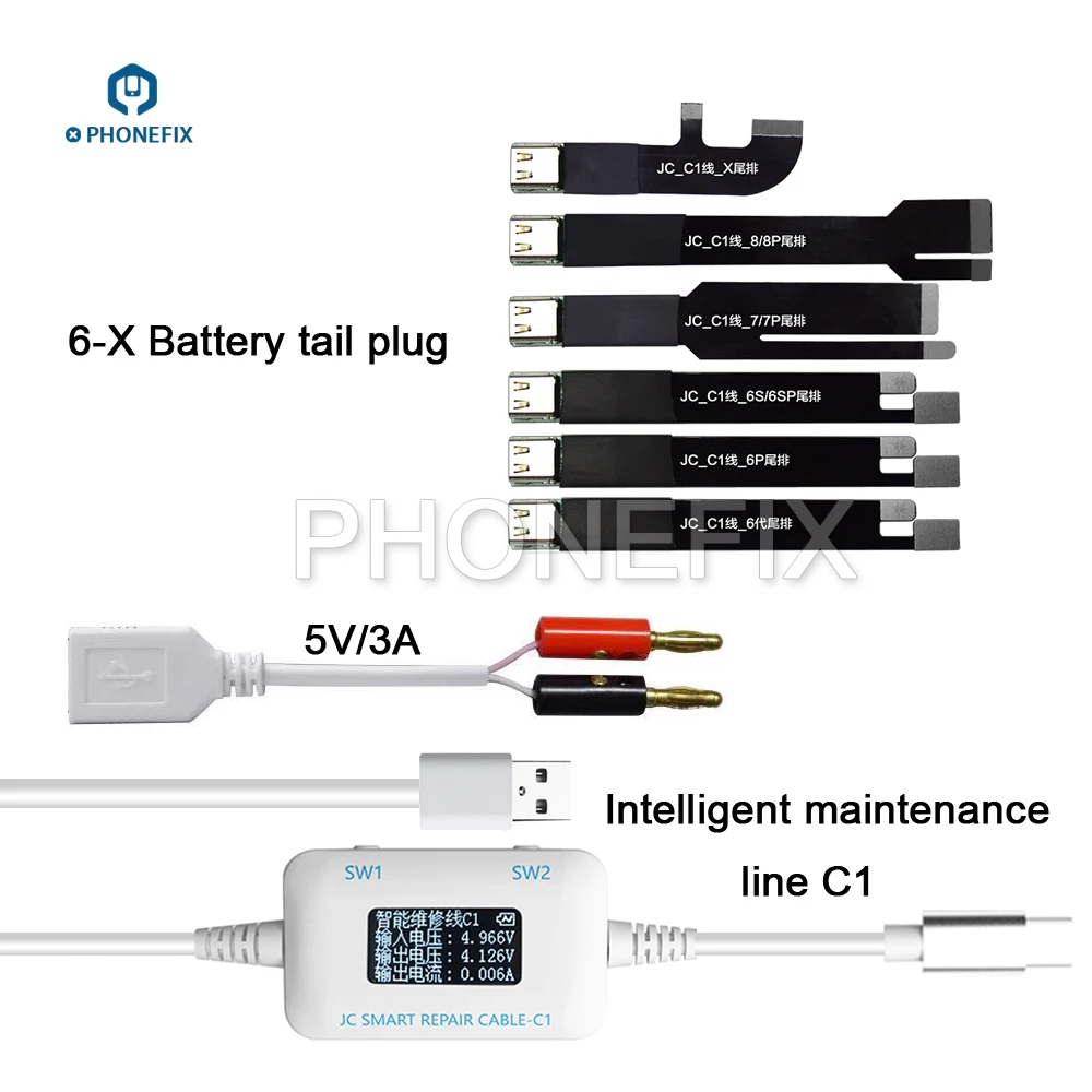 PHONEFIX JC C1 Intelligent Smart Repair Box with battery tail plug connector For Iphone 6 7 8 motherboard charging fault detect
PHONEFIX JC C1 Intelligent Smart Repair Box with battery tail plug connector For Iphone 6 7 8 motherboard charging fault detect