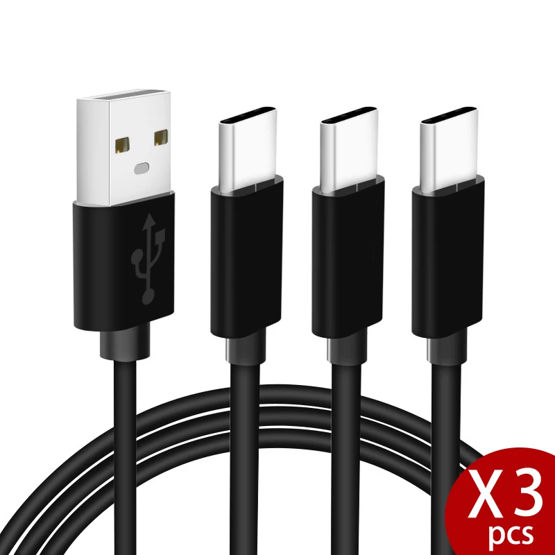 3 шт./лот 2 м USB Type C кабель 2.4A для быстрой зарядки Type-C Samsung Galaxy S8 S9 Xiaomi mi8 Oneplus 6