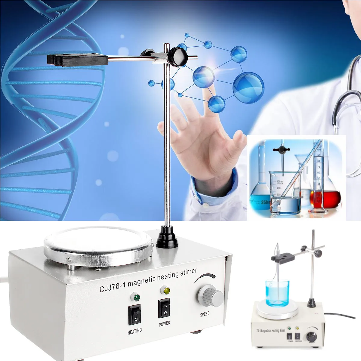 78-1 Hot Plate Magnetic Stirrer Mixer Machine 110V 150W 1000ML 2400rpm Heating Medical Laboratory Tool Control Temperature
78-1 Hot Plate Magnetic Stirrer Mixer Machine 110V 150W 1000ML 2400rpm Heating Medical Laboratory Tool Control Temperature