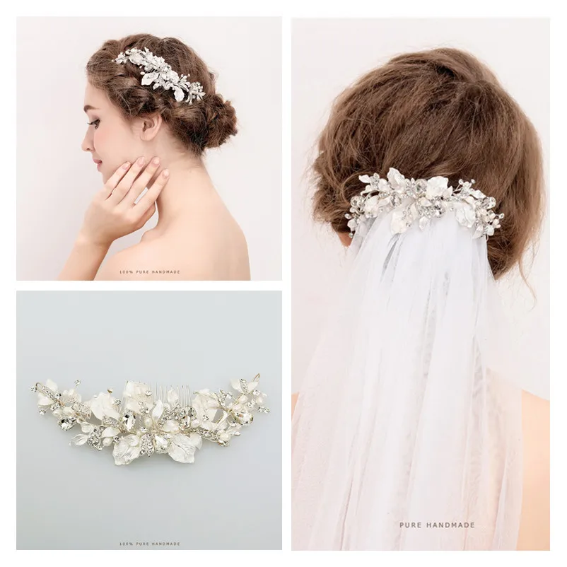 New Flora Pearls Wedding Hair Comb Accessories Silver Crystal Bridal Tiara Crown Hair Pieces Handmade Hair Ornaments
New Flora Pearls Wedding Hair Comb Accessories Silver Crystal Bridal Tiara Crown Hair Pieces Handmade Hair Ornaments