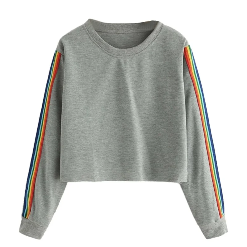 Women Autumn Winter O-neck Plus Size Loose Long-sleeved Short Color strip Sweatshirt Sweet Tops
Women Autumn Winter O-neck Plus Size Loose Long-sleeved Short Color strip Sweatshirt Sweet Tops