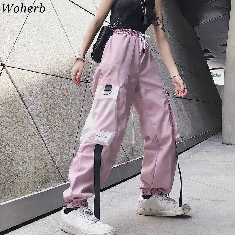 Woherb 2019 Harajuku Cargo Pants Women Modis Loose Ankle Length Pants Elastic Higi Waist Hip Hop Streetwear Girls Pink Trousers
Woherb 2019 Harajuku Cargo Pants Women Modis Loose Ankle Length Pants Elastic Higi Waist Hip Hop Streetwear Girls Pink Trousers