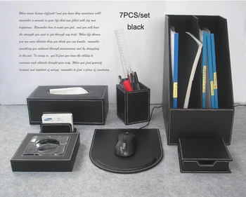 Luxury 7PCS /set wood leather office desk file stationery accessories & organizer pen holder tissue box mouse pad black K206A
Luxury 7PCS /set wood leather office desk file stationery accessories & organizer pen holder tissue box mouse pad black K206A