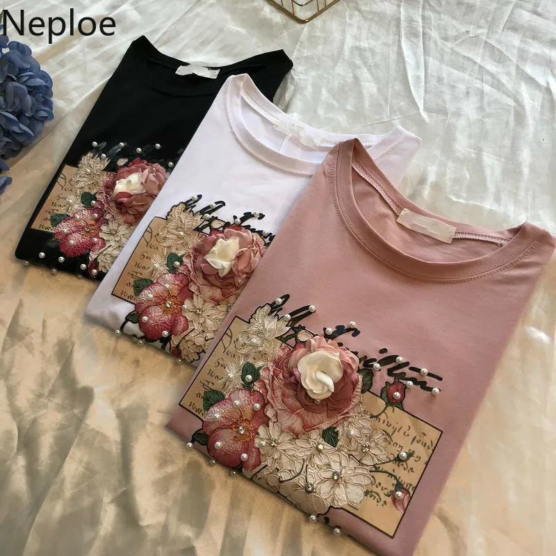 Neploe Heavy Beading Embroidery Women T Shirts Summer 2019 Casual O-Neck Short Sleeve Tees Loose Korean Ladies Tops 45111
Neploe Heavy Beading Embroidery Women T Shirts Summer 2019 Casual O-Neck Short Sleeve Tees Loose Korean Ladies Tops 45111
