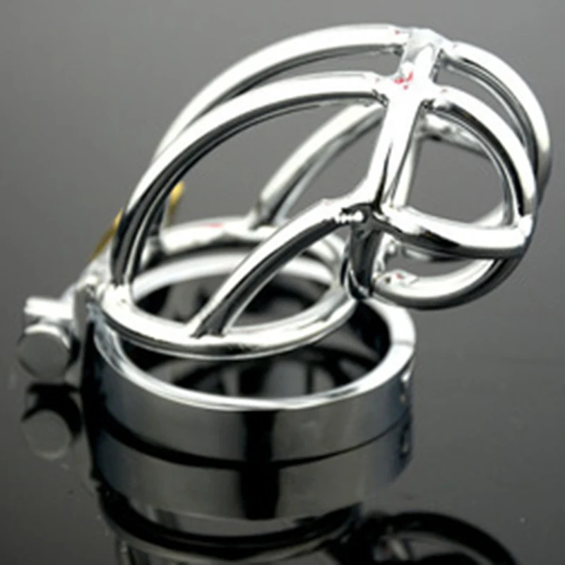 Stainless Steel Male Chastity Lock Penis Ring Cock Cages Ring Gay Adult Sex Toys Penis Sleeve Bondage Manacle For Men Penis Ring