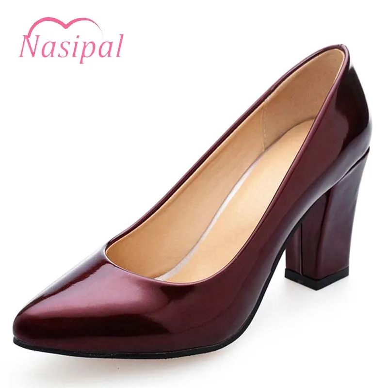 Nasipal New Autumn Spring Women Thick High Heels Pumps Retro Fashion Pointed High-heeled Shoes Female Single Heel Shoes M178 
Nasipal New Autumn Spring Women Thick High Heels Pumps Retro Fashion Pointed High-heeled Shoes Female Single Heel Shoes M178