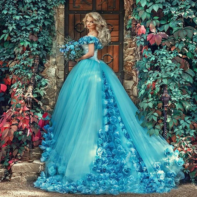 2019 Handmade Flowers Off the Shoulder Quinceanera Dresses Blue Masquerade Party Gowns Sweep Train Prom Gowns Princess Sweet 16
2019 Handmade Flowers Off the Shoulder Quinceanera Dresses Blue Masquerade Party Gowns Sweep Train Prom Gowns Princess Sweet 16