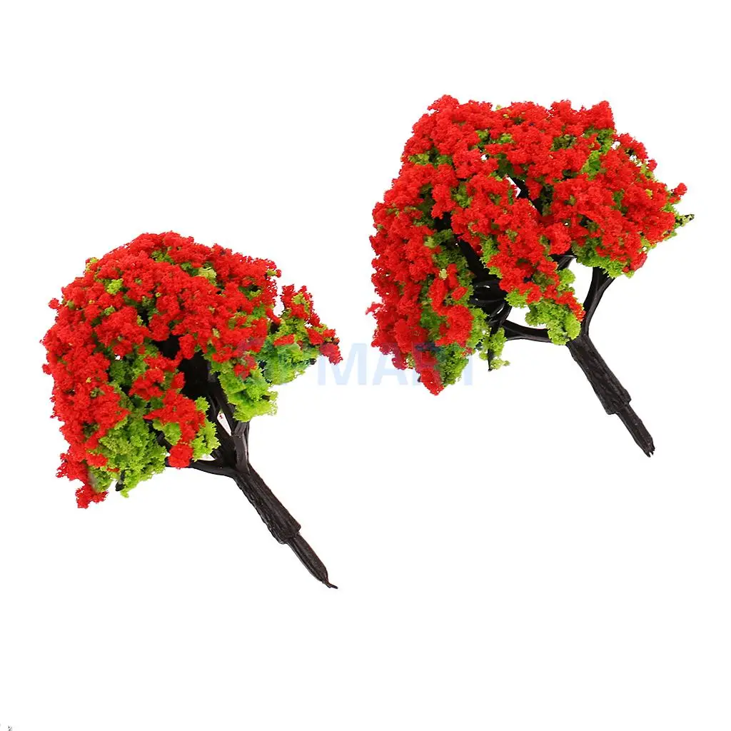 10pcs 1/200 Train Railroad Scene Scenery Landscape Model Trees Green HO Scale with Flowers Model Building Kits