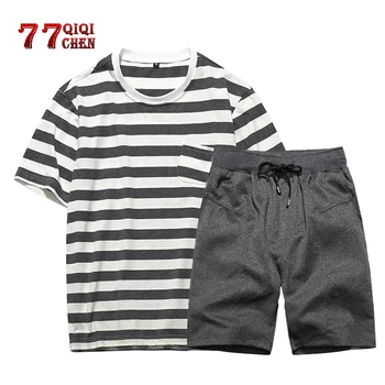 Tracksuits Men Striped T Shirt +Solid Shorts Set Men's Two Piece Set 2020 New Causal Sportswear jogging homme Europe size 2XL
Tracksuits Men Striped T Shirt +Solid Shorts Set Men's Two Piece Set 2020 New Causal Sportswear jogging homme Europe size 2XL