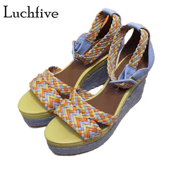 Retro Patchwork Weaven High Wedges Women Sandals Ankle Buckle Strap Open Toe Casual Outwear Colorful Summer Shoes Woman
Retro Patchwork Weaven High Wedges Women Sandals Ankle Buckle Strap Open Toe Casual Outwear Colorful Summer Shoes Woman