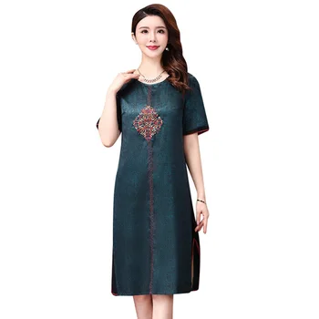 2020 Spring Summer Vintage Female Silk Dress Loose Retro Plus Size 4xl 5xl Middle Aged Women Elegant Temperament Dresses
2020 Spring Summer Vintage Female Silk Dress Loose Retro Plus Size 4xl 5xl Middle Aged Women Elegant Temperament Dresses