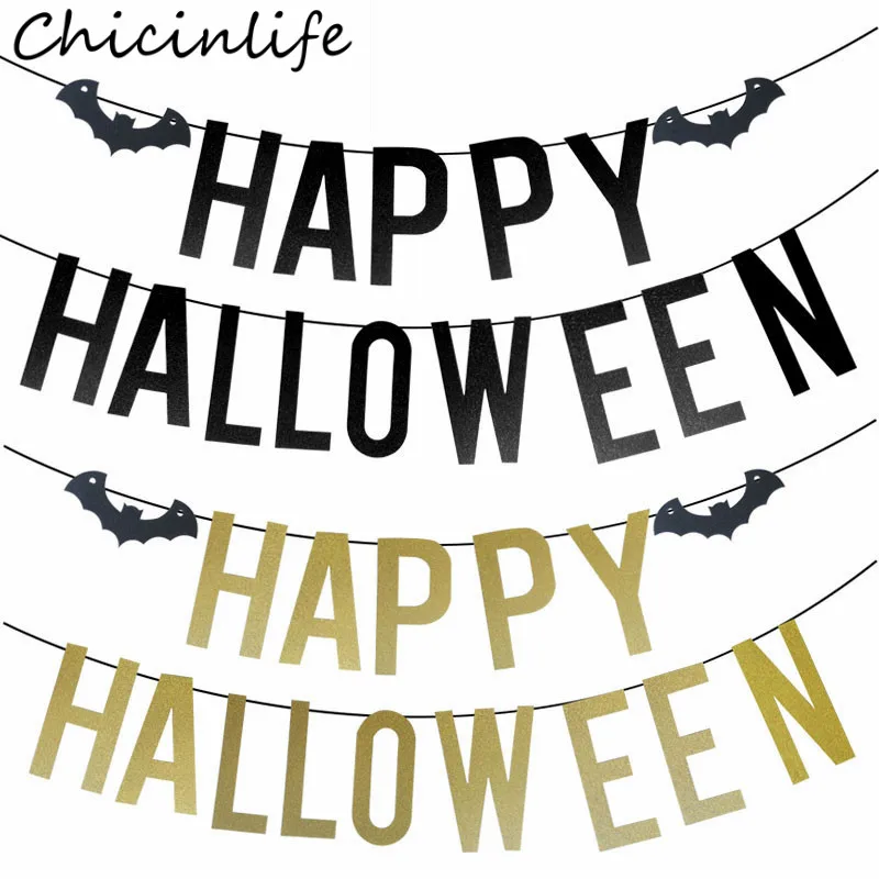 Chicinlife 1Set Black/Gold Happy Halloween With Bat Banner Kids Favors Halloween Party Garland Bunting Home Decoration Supplies
Chicinlife 1Set Black/Gold Happy Halloween With Bat Banner Kids Favors Halloween Party Garland Bunting Home Decoration Supplies