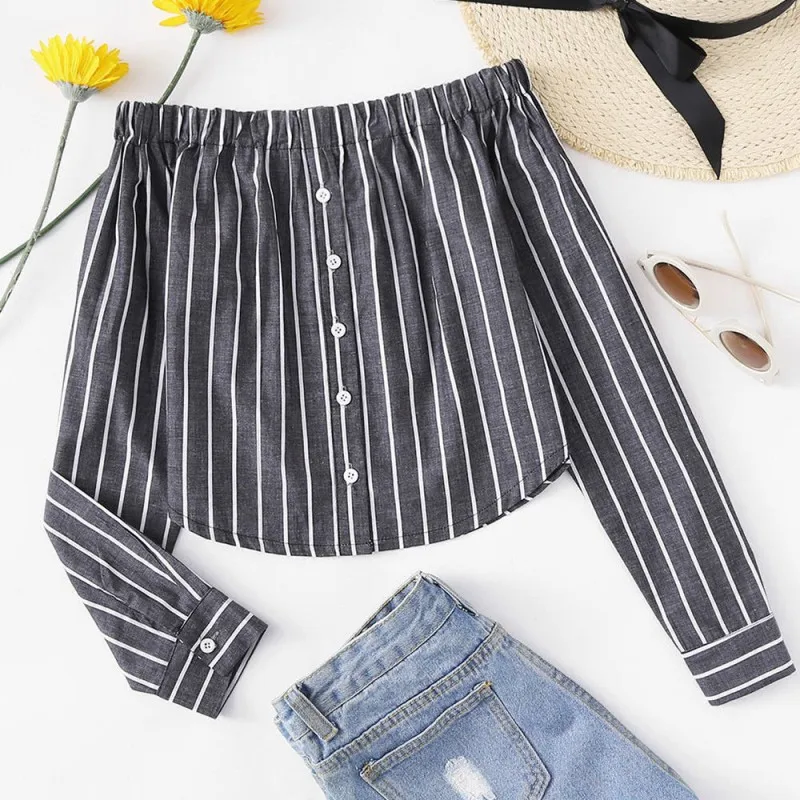 Sexy Women Shirt Long Sleeves For Office Work Tops and Blouses 2019 Female Autumn Shirts Women Blusa Feminina Slash Neck Striped
Sexy Women Shirt Long Sleeves For Office Work Tops and Blouses 2019 Female Autumn Shirts Women Blusa Feminina Slash Neck Striped