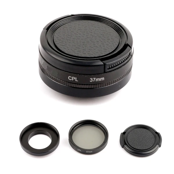 

37mm Aluminum Alloy CPL Polarizer Filter Circular Lens + Adapter Ring + Lens cap for Gopro HD Hero 3 / 3+/4 accessories set