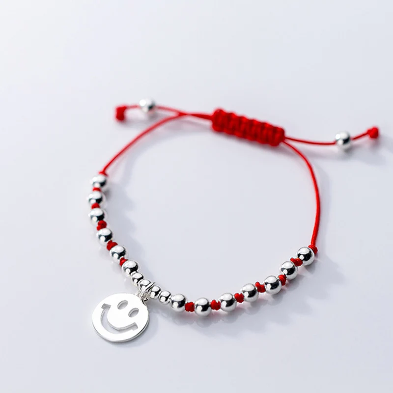 La MaxZa 925 Sterling Silver Fashion Luck Beads Emoji Smile Face Charm Bracelets Red Line Thread String Rope Bracelets For Women
La MaxZa 925 Sterling Silver Fashion Luck Beads Emoji Smile Face Charm Bracelets Red Line Thread String Rope Bracelets For Women