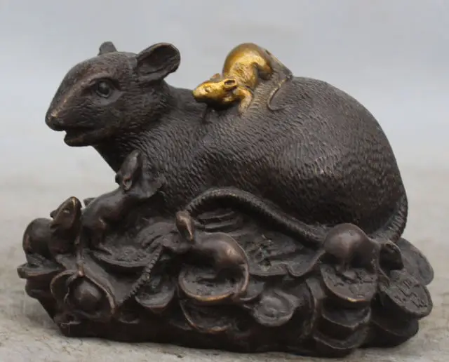 15CM China Folk Bronze Gilt FengShui Wealth YuanBao 5 Mouse Zodiac Animal Statue
15CM China Folk Bronze Gilt FengShui Wealth YuanBao 5 Mouse Zodiac Animal Statue