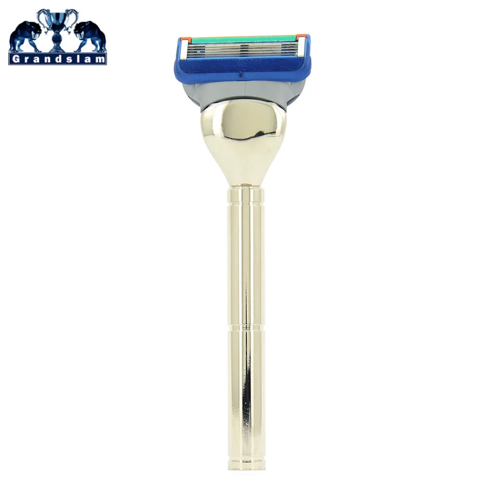 Grandslam Men Cartridge 5 Blade Shaving Razor Shave Beard Razors Manual Shaver Heavy Long Handle + 1 pcs Blade