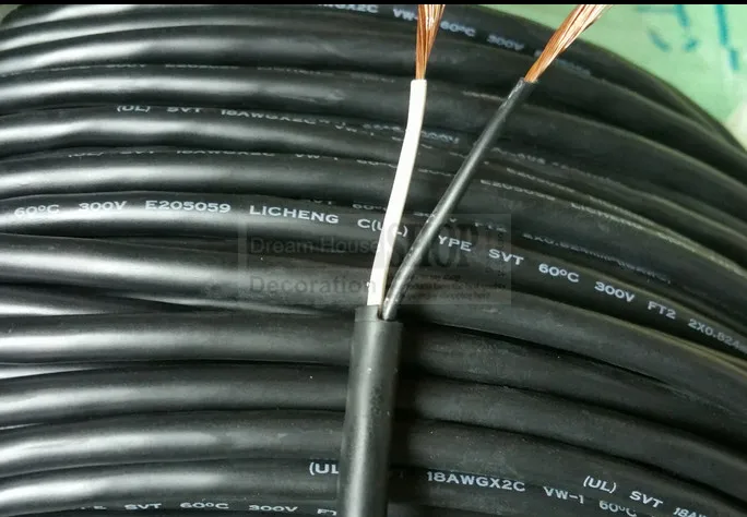 Outlet 100meters/roll UL 18AWG black color copper electric pendant lamp wire wall lamp table lamp cable 2X0.75mm DIY lightings
Outlet 100meters/roll UL 18AWG black color copper electric pendant lamp wire wall lamp table lamp cable 2X0.75mm DIY lightings
