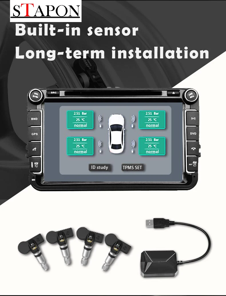 STAPON Android navigation internal TPMS tire pressure monitor alarm system wireless transmission TA-5
STAPON Android navigation internal TPMS tire pressure monitor alarm system wireless transmission TA-5