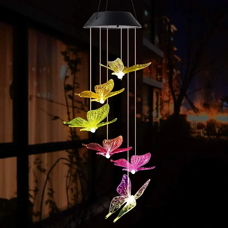Wind Chimes Solar Powered Lights Color-Changing Led Butterfly Wind Chimes Waterproof Lamps Home Garden Decor Hanging Ornament
Wind Chimes Solar Powered Lights Color-Changing Led Butterfly Wind Chimes Waterproof Lamps Home Garden Decor Hanging Ornament