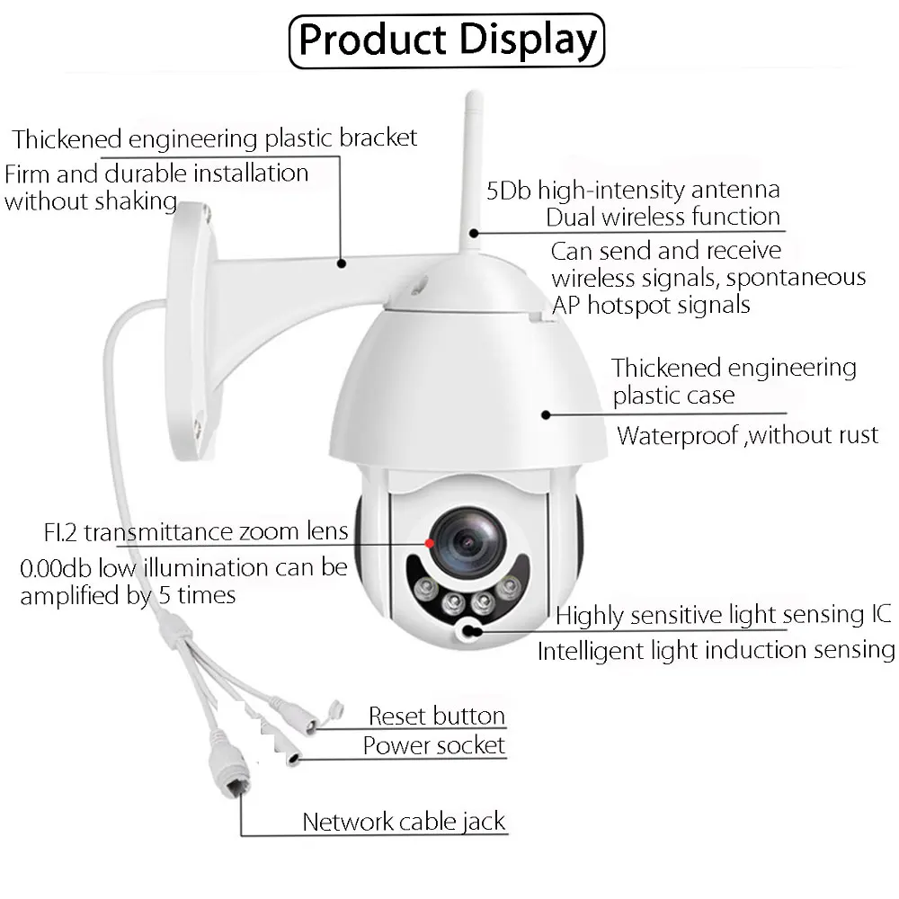 4x оптический зум ip камера WiFi 2MP 1080P Беспроводная PTZ скоростная купольная CCTV IR Onvif