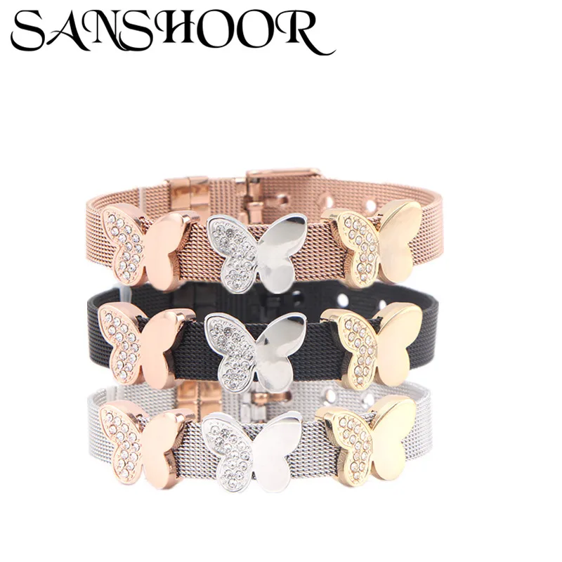 SANSHOOR Jewelry Mesh Bracelet with Butterfly Slide Charms As Stainless Steel DIY Bracelet For Women and Girls
SANSHOOR Jewelry Mesh Bracelet with Butterfly Slide Charms As Stainless Steel DIY Bracelet For Women and Girls